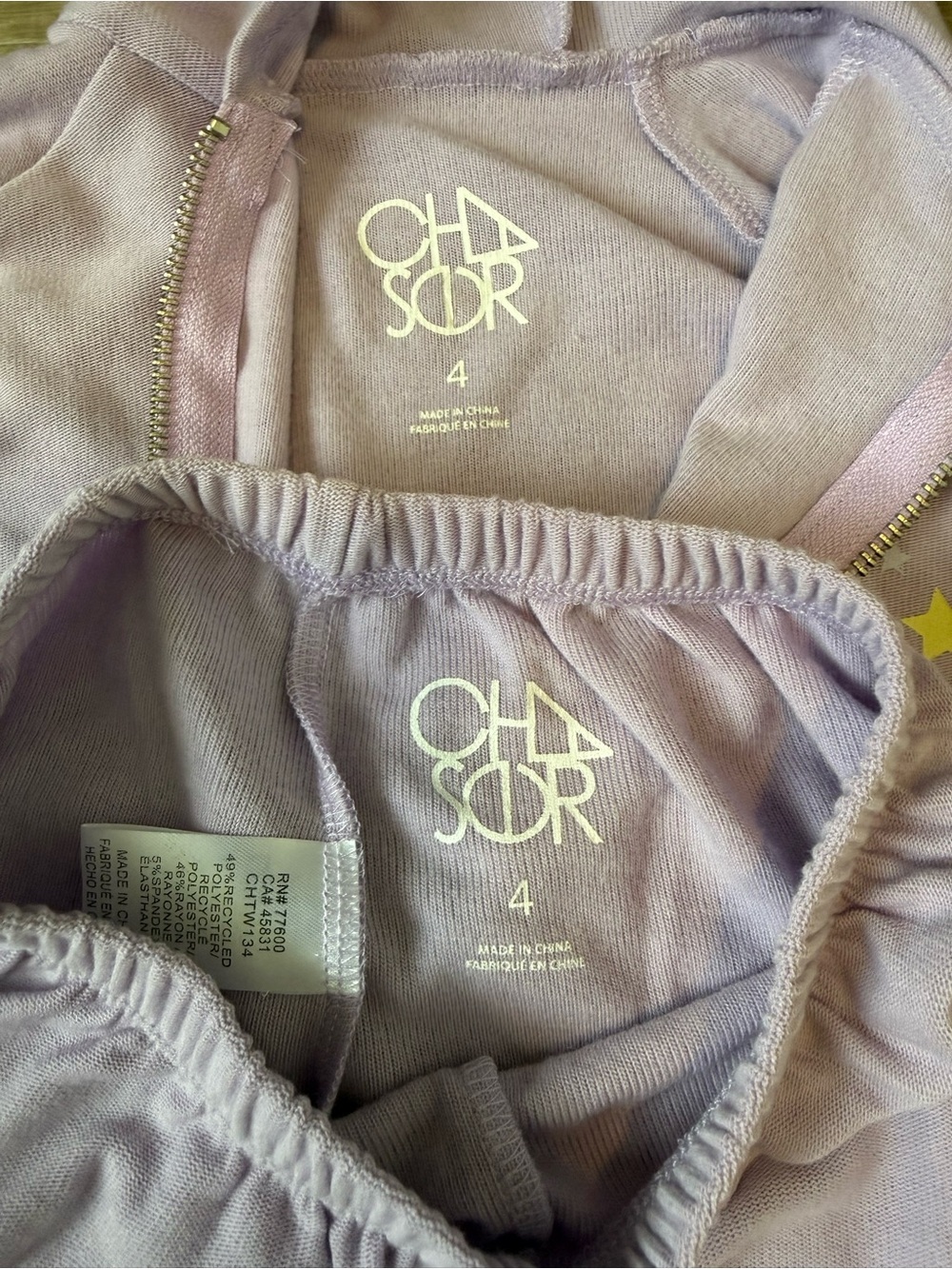 Chaser Lavender Star Print Kids Hoodie Jumpsuit with Pastel Stars - Picture 4 of 8